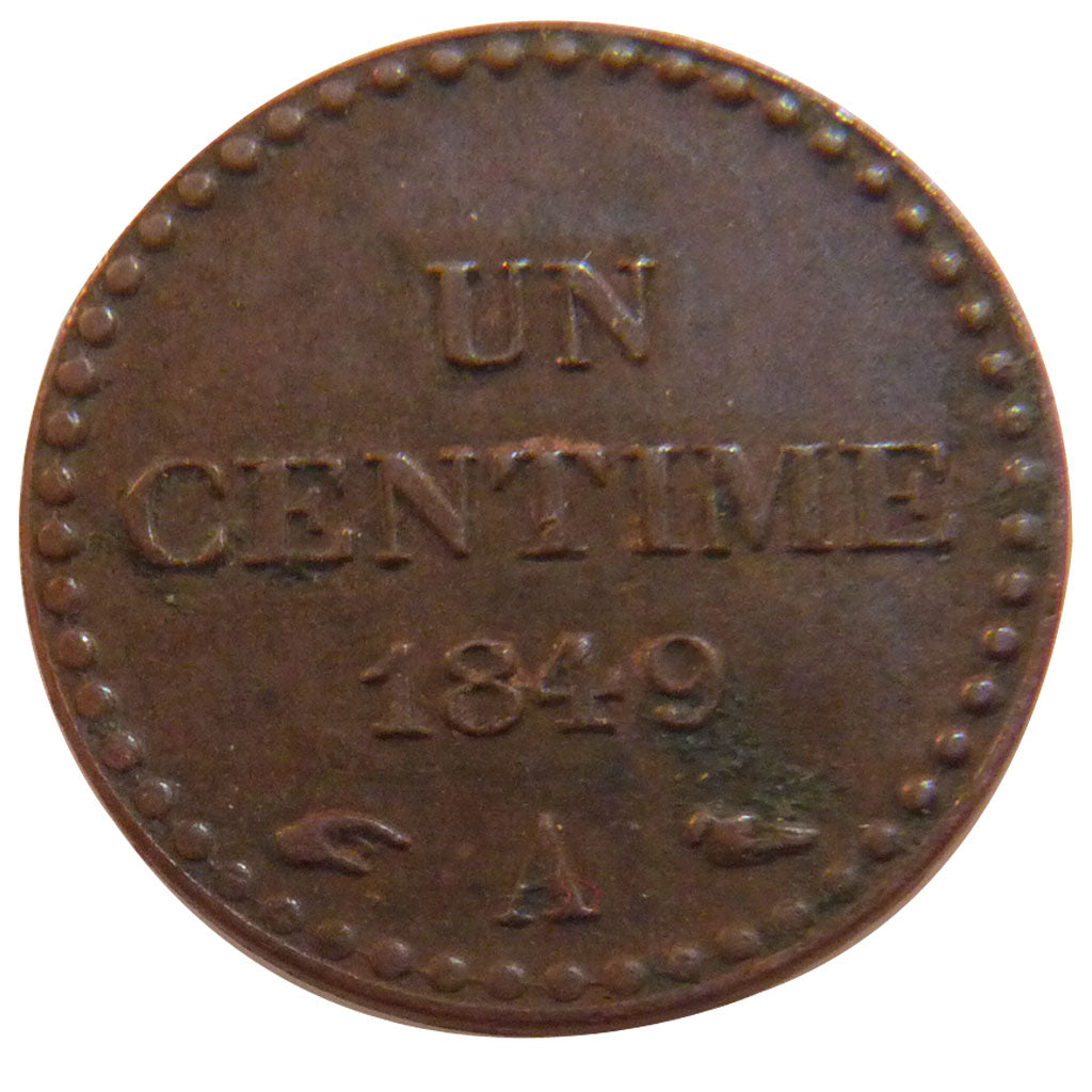 FRANCE, Dupré, Centime, 1849, Paris, KM #754, EF(40-45), Bronze, Gadoury #84, 2.