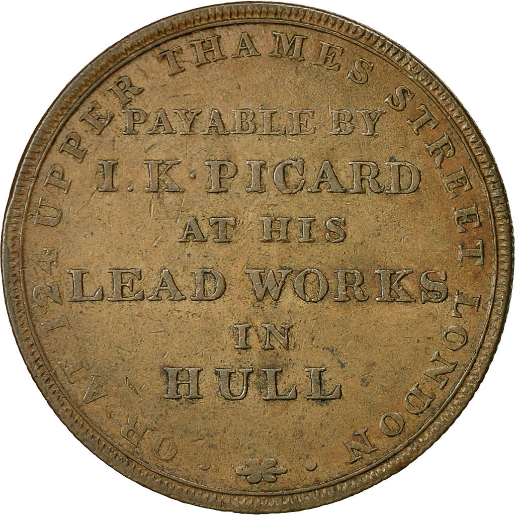 Coin, Great Britain, Hull Lead Works, Penny Token, 1812, Hull, EF(40-45), Copper
