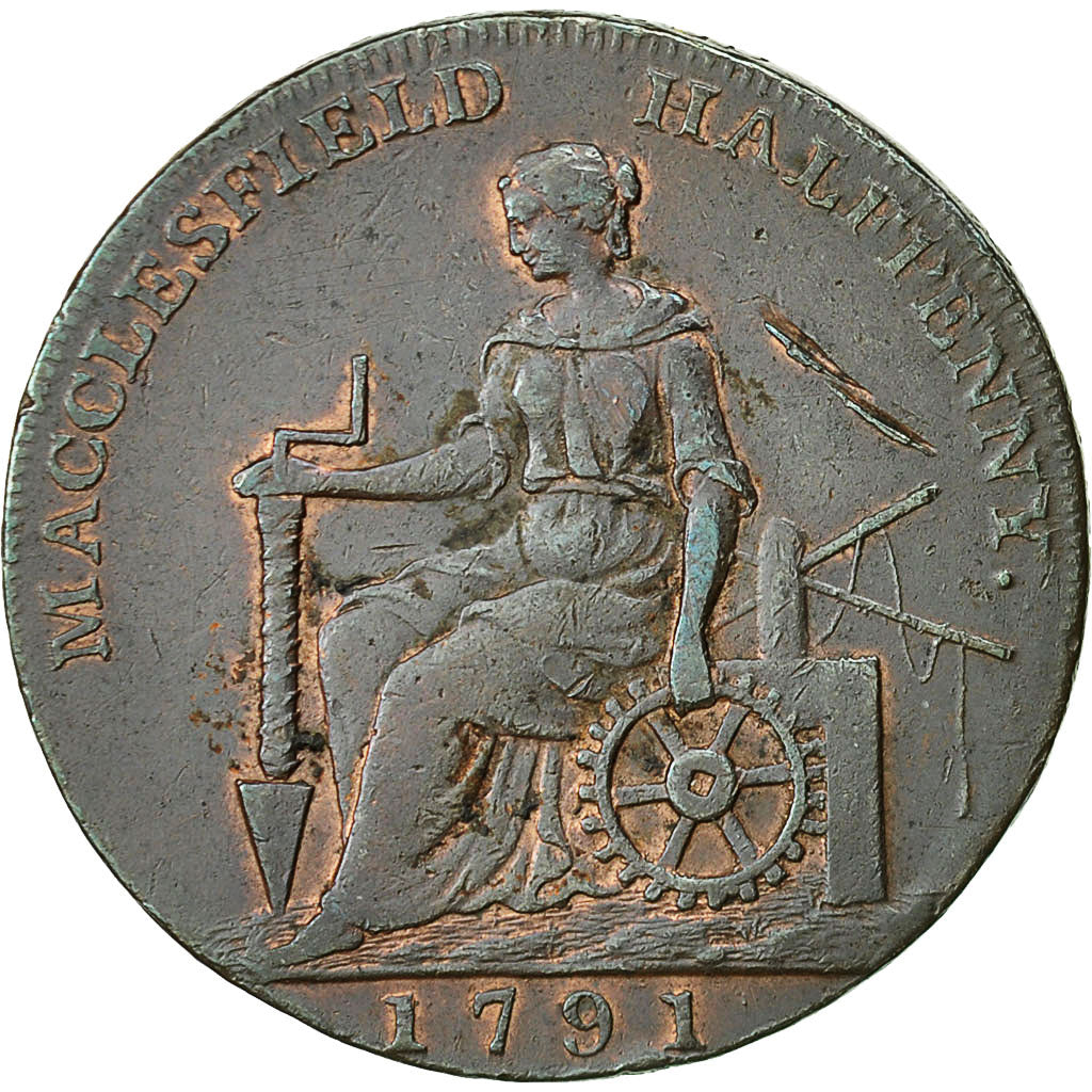 Coin, Great Britain, Cheshire, Halfpenny Token, 1791, Macclesfield, EF(40-45)