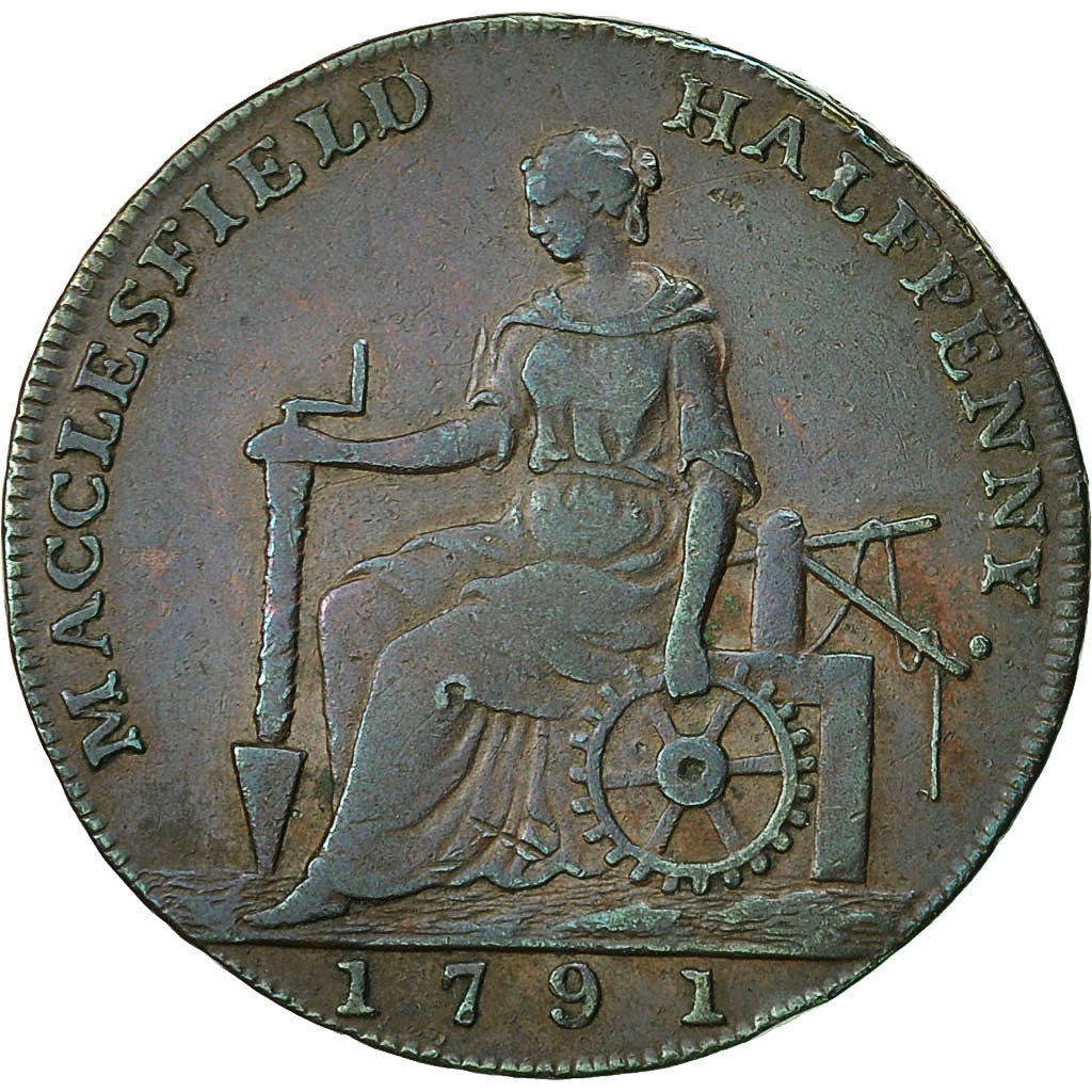 Coin, Great Britain, Cheshire, Halfpenny Token, 1791, Macclesfield, EF(40-45)