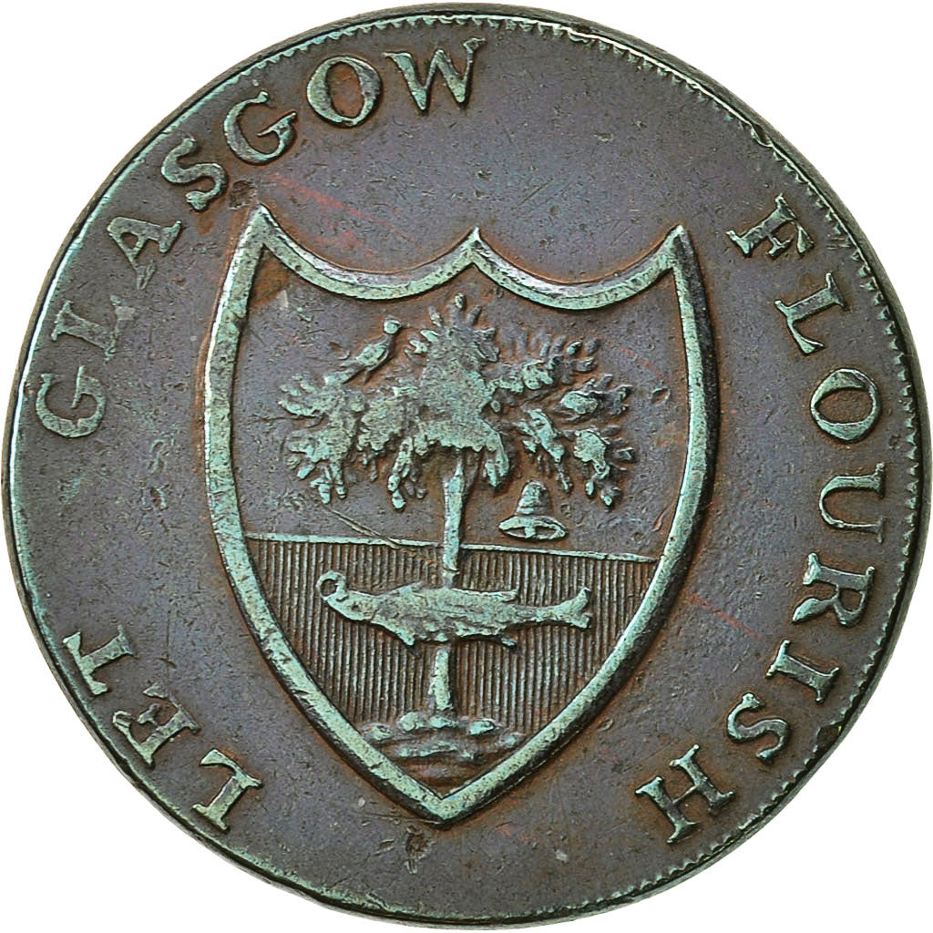 Moneta, Scozia, Halfpenny Token, 1791, Glasgow, MB+, Rame