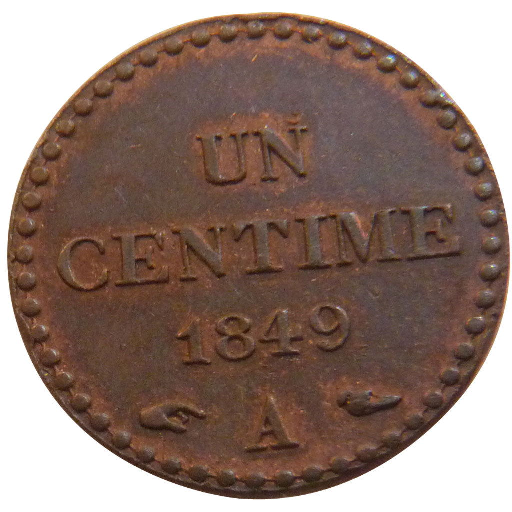 FRANCE, Dupré, Centime, 1849, Paris, KM #754, AU(55-58), Bronze, Gadoury #84, 2.