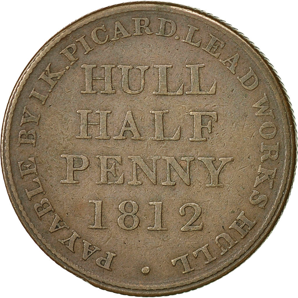 Coin, Great Britain, Hull Lead Works, Halfpenny Token, 1812, Hull, EF(40-45)