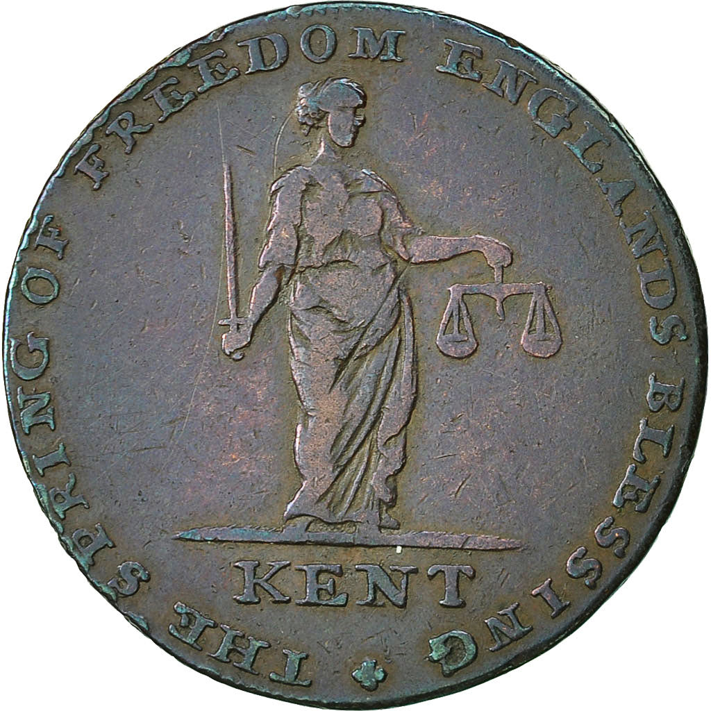 Coin, Great Britain, Kent, Halfpenny Token, 1795, Maidstone, VF(30-35), Copper