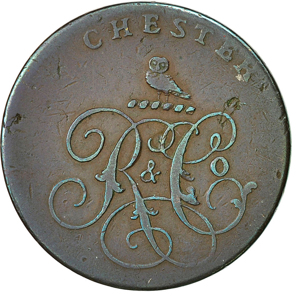 Coin, Great Britain, Cheshire, Halfpenny Token, Chester, VF(20-25), Copper