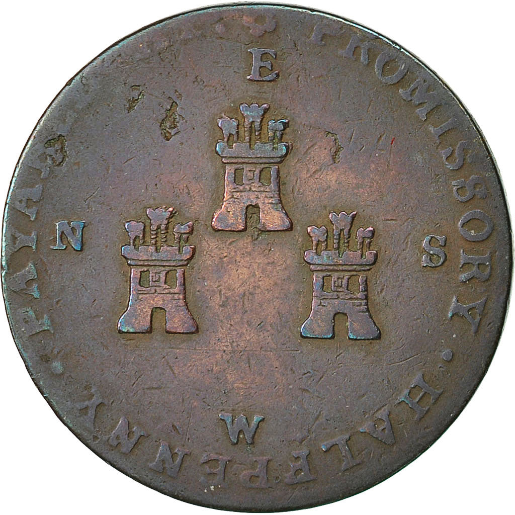 Coin, Great Britain, Cheshire, Halfpenny Token, Chester, VF(20-25), Copper