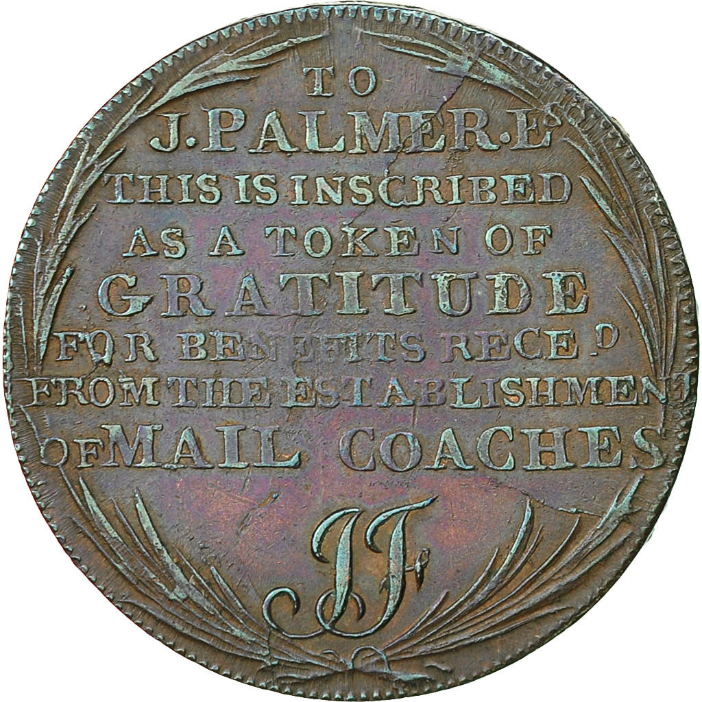 Coin, Great Britain, Mail coach, Halfpenny Token, Middlesex, AU(50-53), Copper