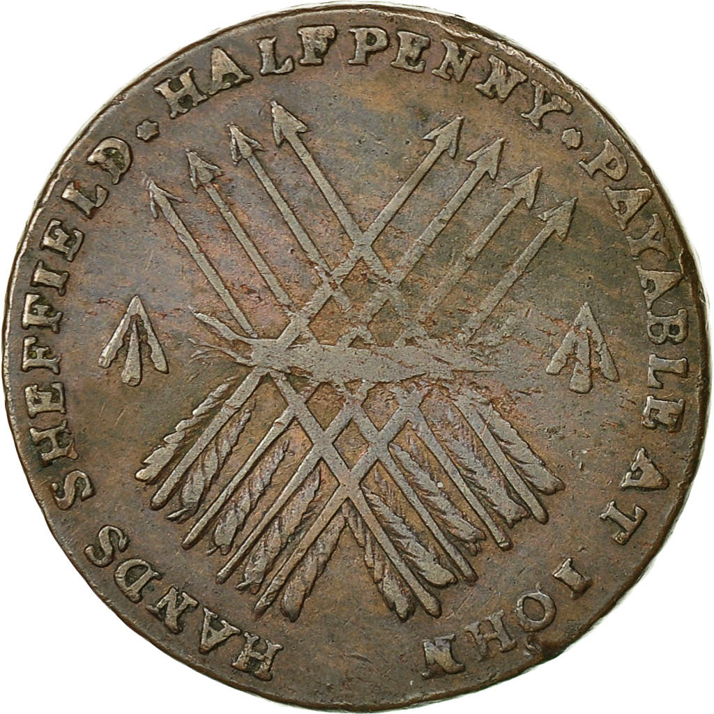 Coin, Great Britain, Yorkshire, Halfpenny Token, Sheffield, VF(20-25), Copper