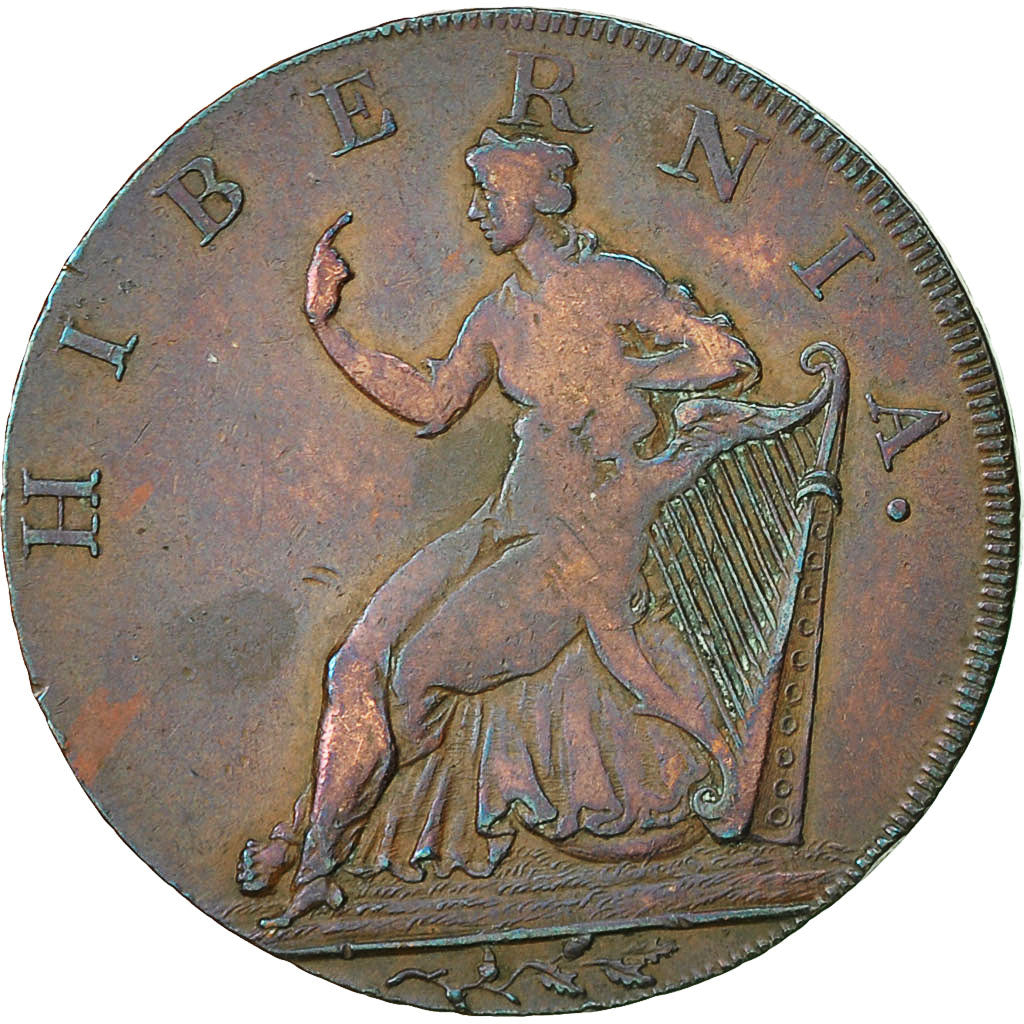 Coin, Ireland, Wicklow, Halfpenny Token, 1789, Cronebane, VF(30-35), Copper