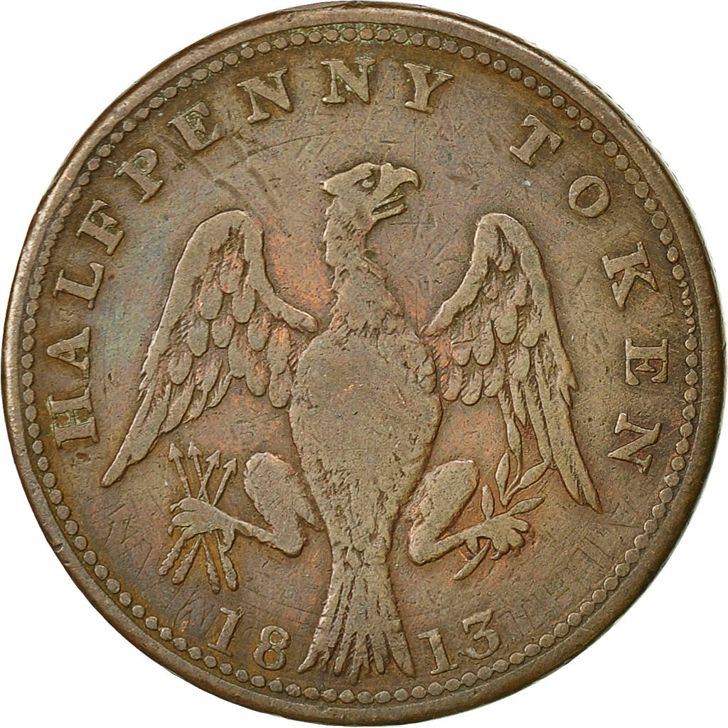 Münze, Kanada, LOWER CANADA, Halfpenny Token, 1813, S+, Kupfer
