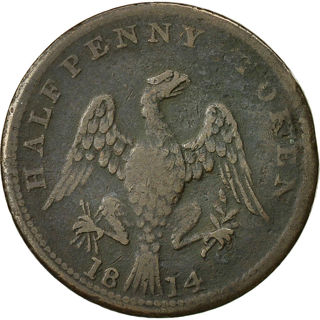 Münze, Kanada, LOWER CANADA, Halfpenny Token, 1814, S+, Kupfer