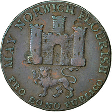 Moneda, Gran Bretaña, Norfolk, Halfpenny Token, 1792, Norwich, BC+, Cobre