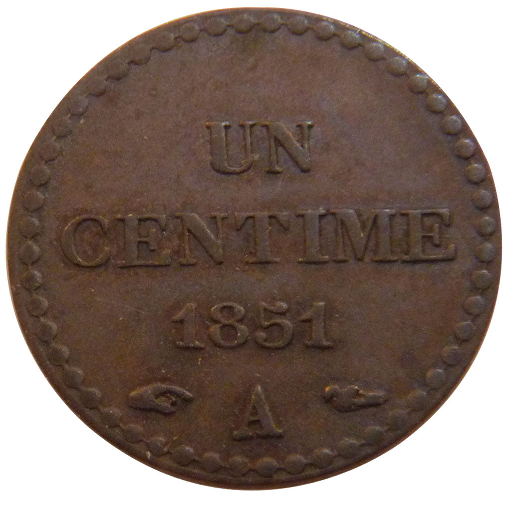 FRANCE, Dupré, Centime, 1851, Paris, KM #754, EF(40-45), Bronze, Gadoury #84, 2.