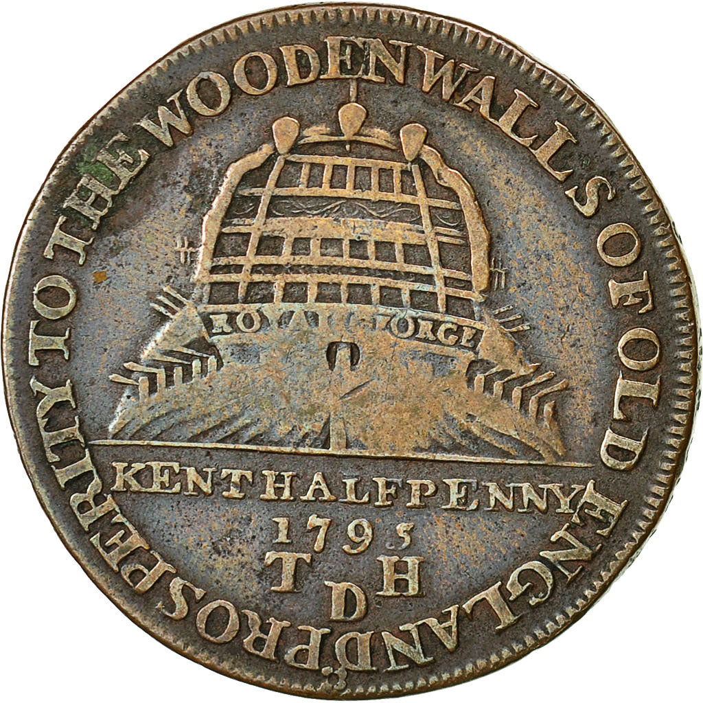 Coin, Great Britain, Kent, Halfpenny Token, 1795, Deptford, VF(20-25), Copper