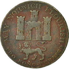 Coin, Great Britain, Norfolk, Halfpenny Token, 1792, Norwich, VF(30-35), Copper