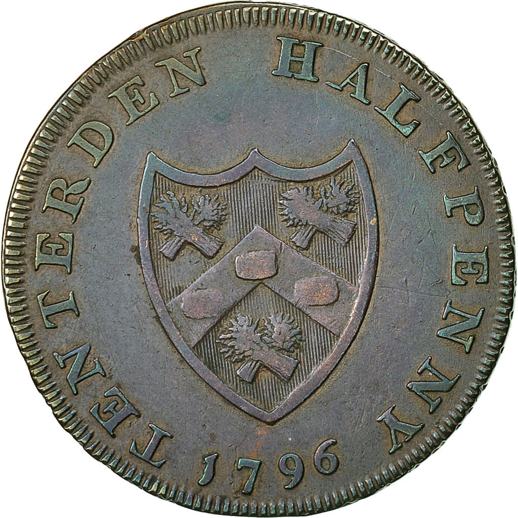 Coin, Great Britain, Kent, Halfpenny Token, 1796, Tenterden, EF(40-45), Copper