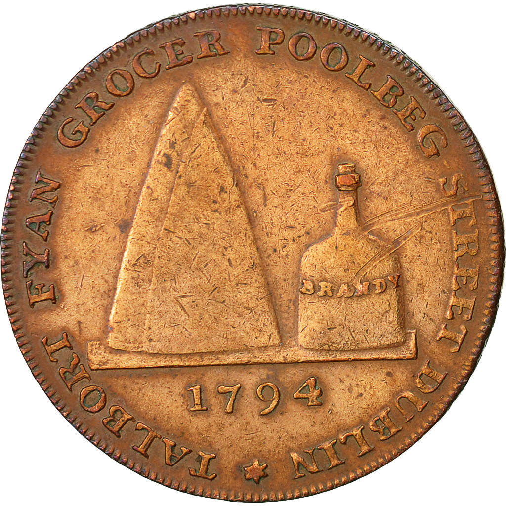 Coin, Ireland, Halfpenny Token, 1794, Dublin, Very rare, EF(40-45), Copper