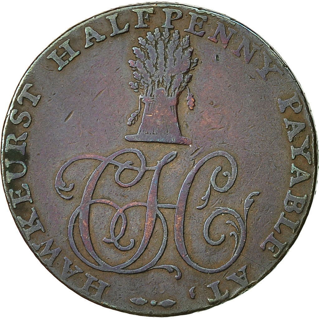 Coin, Great Britain, Kent, Halfpenny Token, 1794, Hawkhurst, VF(30-35), Copper