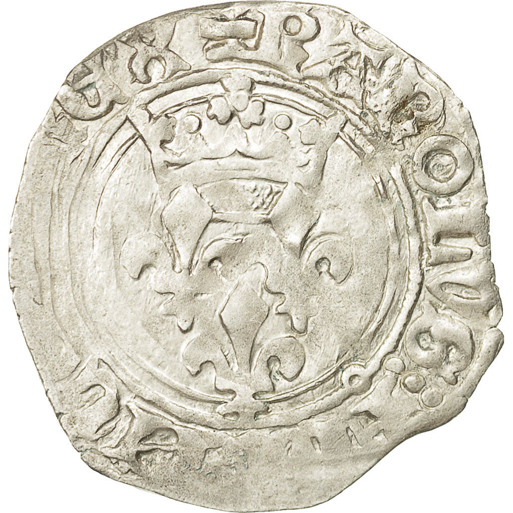 Münze, Frankreich, Charles VI, Florette, Poitiers, SS, Billon, Duplessy:387A