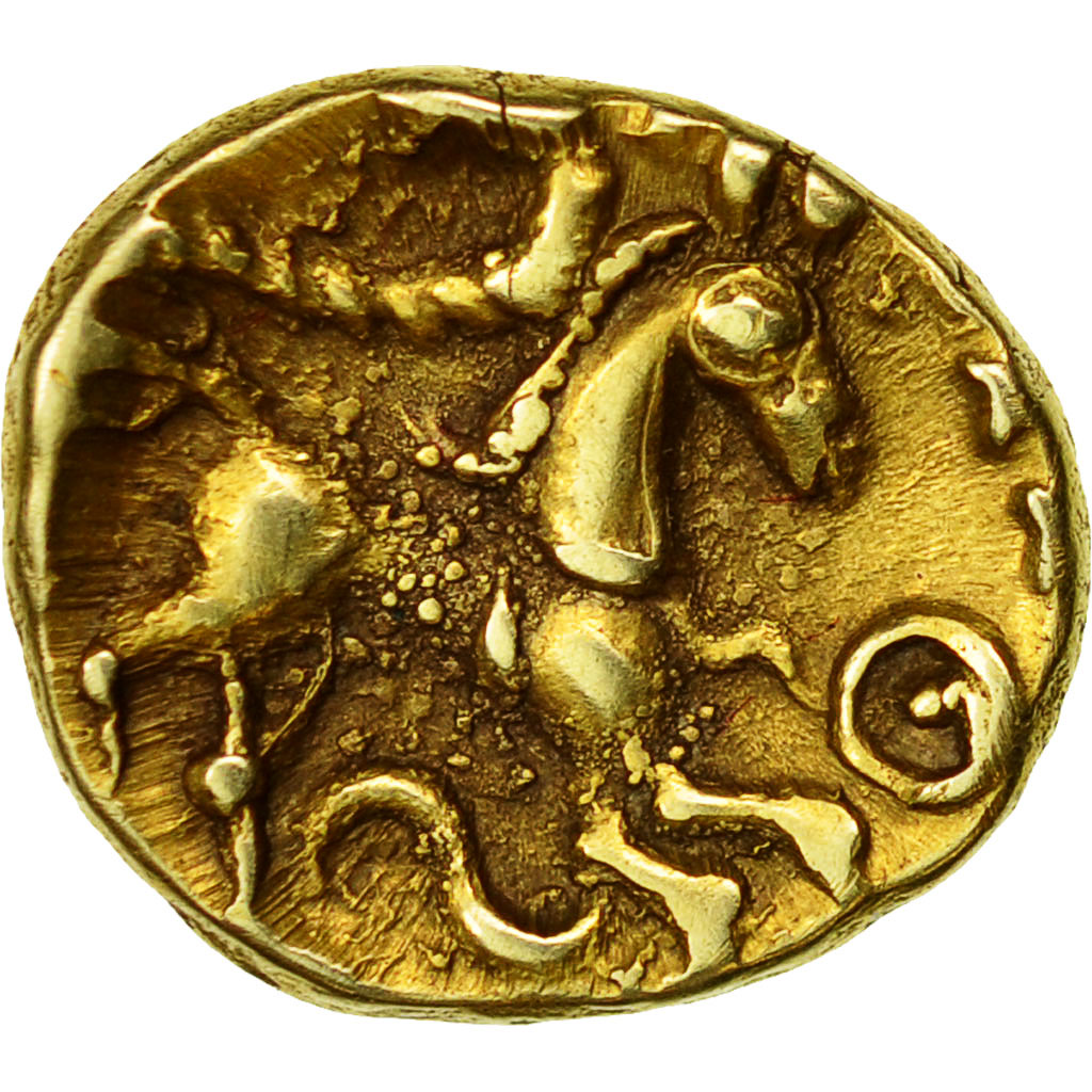 Coin, Suessiones, 1/4 Stater, Rare, Delestré:330, NGC, Ch XF, AU(50-53), Gold