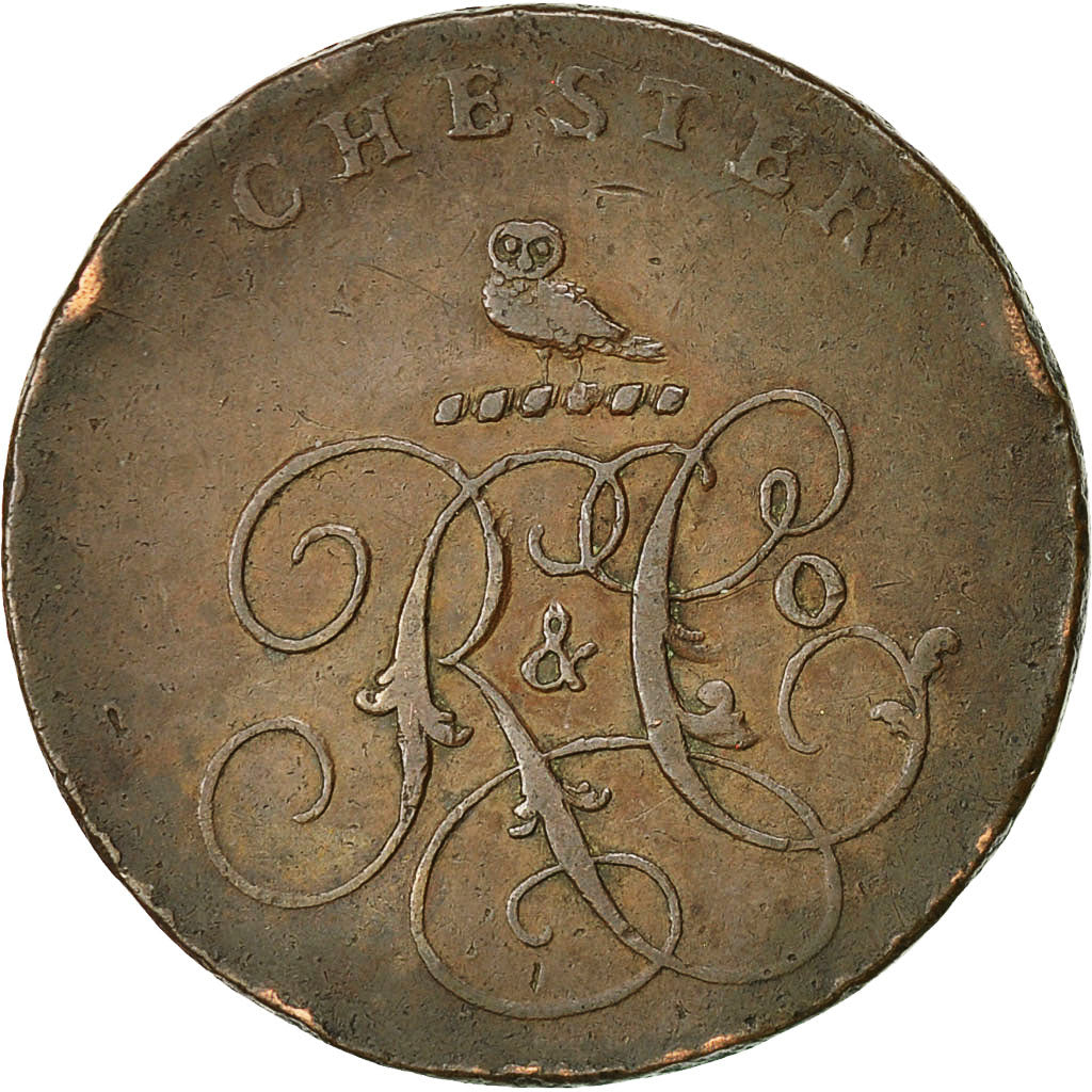 Coin, Great Britain, Cheshire, Halfpenny Token, Chester, VF(20-25), Copper