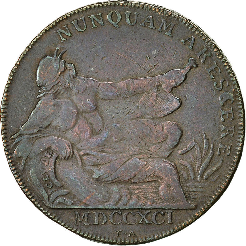 Coin, Scotland, Halfpenny Token, 1791, Glasgow, VF(30-35), Copper