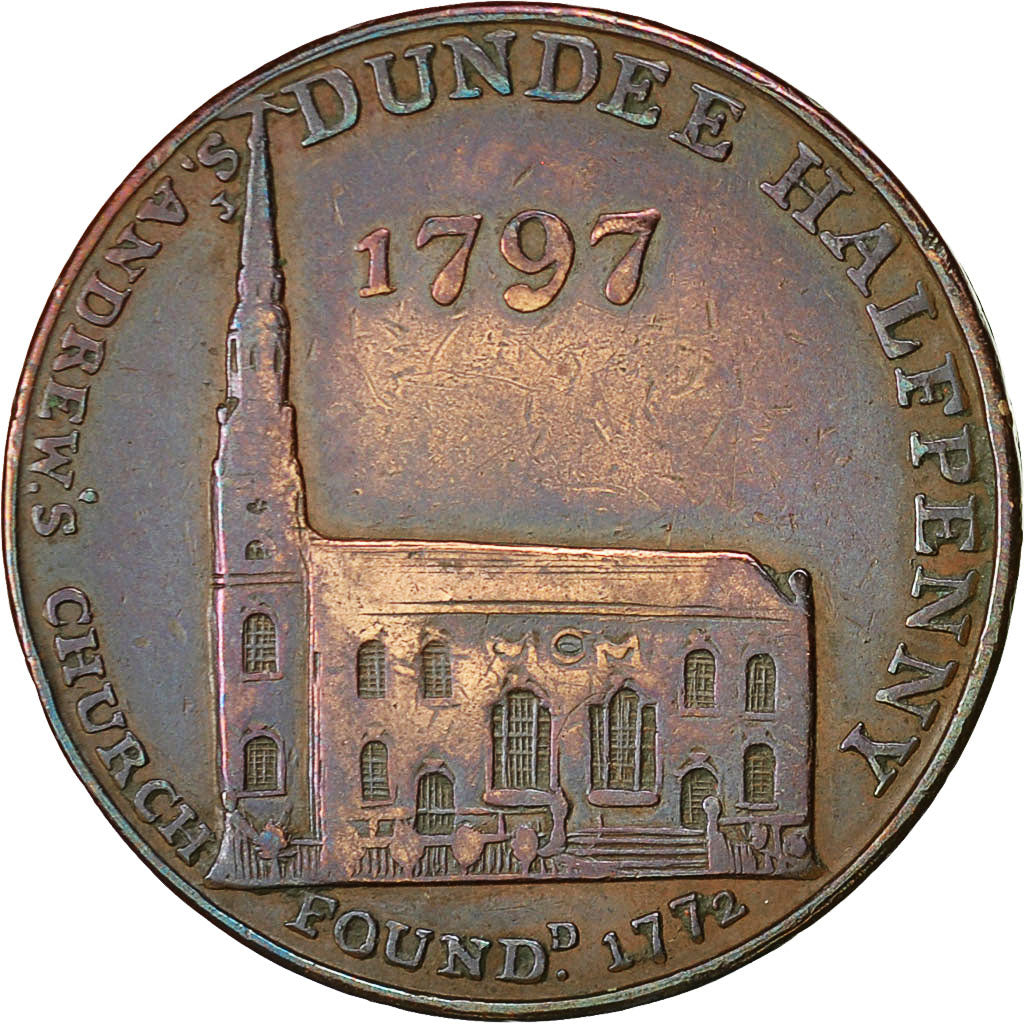 Coin, Scotland, Angusshire, Halfpenny Token, 1797, Dundee, EF(40-45), Copper