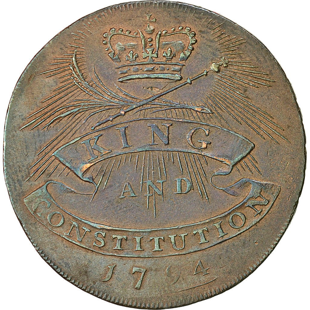 Monnaie, Grande-Bretagne, Newgate Prison, Halfpenny Token, 1794, Middlesex