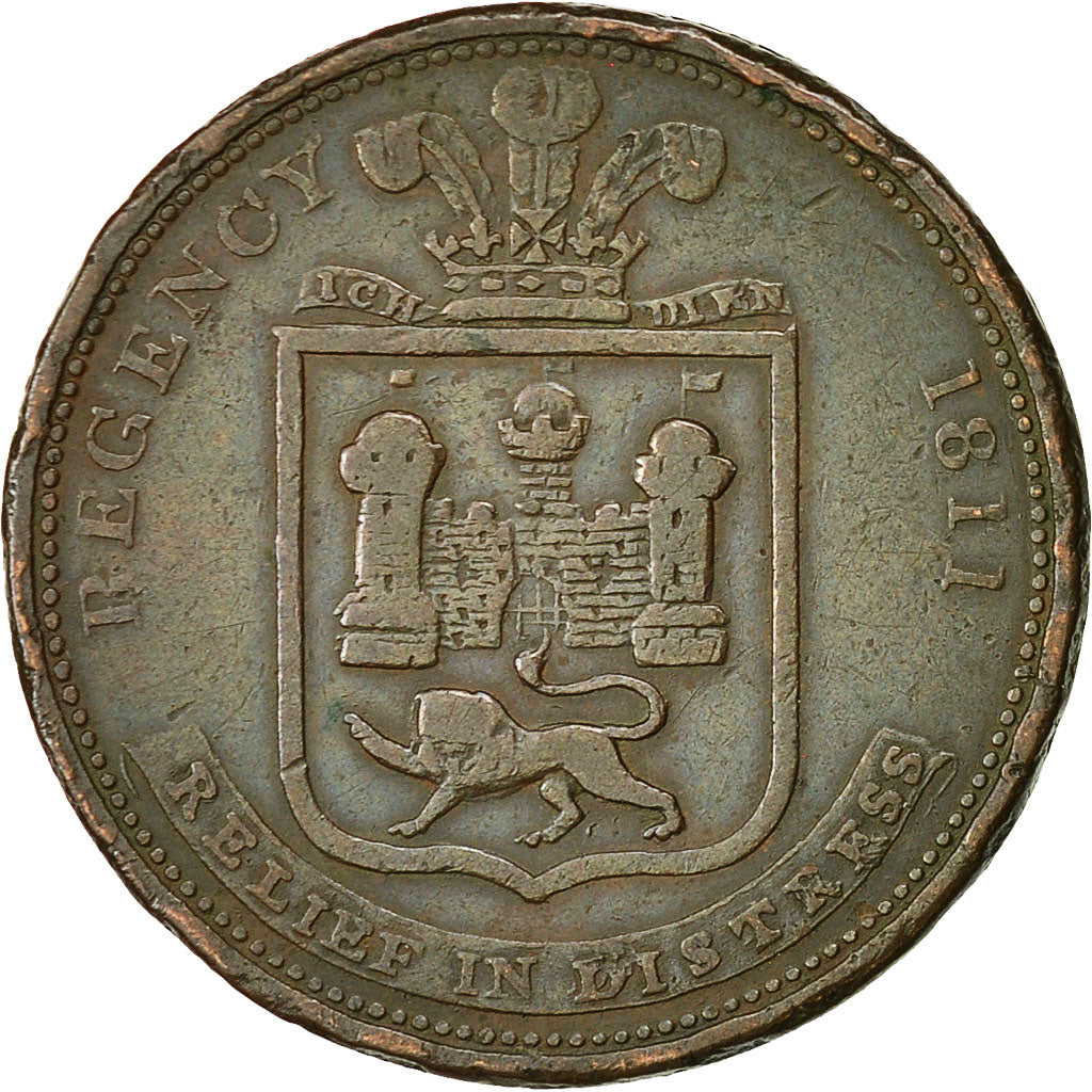 Monnaie, Grande-Bretagne, Norfolk, Halfpenny Token, 1811, Norwich, TB+, Cuivre