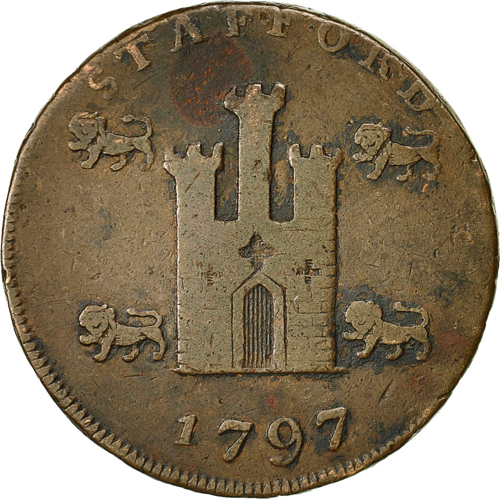 Coin, Great Britain, Staffordshire, Halfpenny Token, 1797, Stafford, VF(20-25)