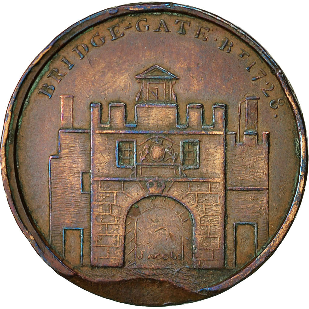 Coin, Great Britain, Bridge-Gate, Halfpenny Token, 1728, Middlesex, EF(40-45)