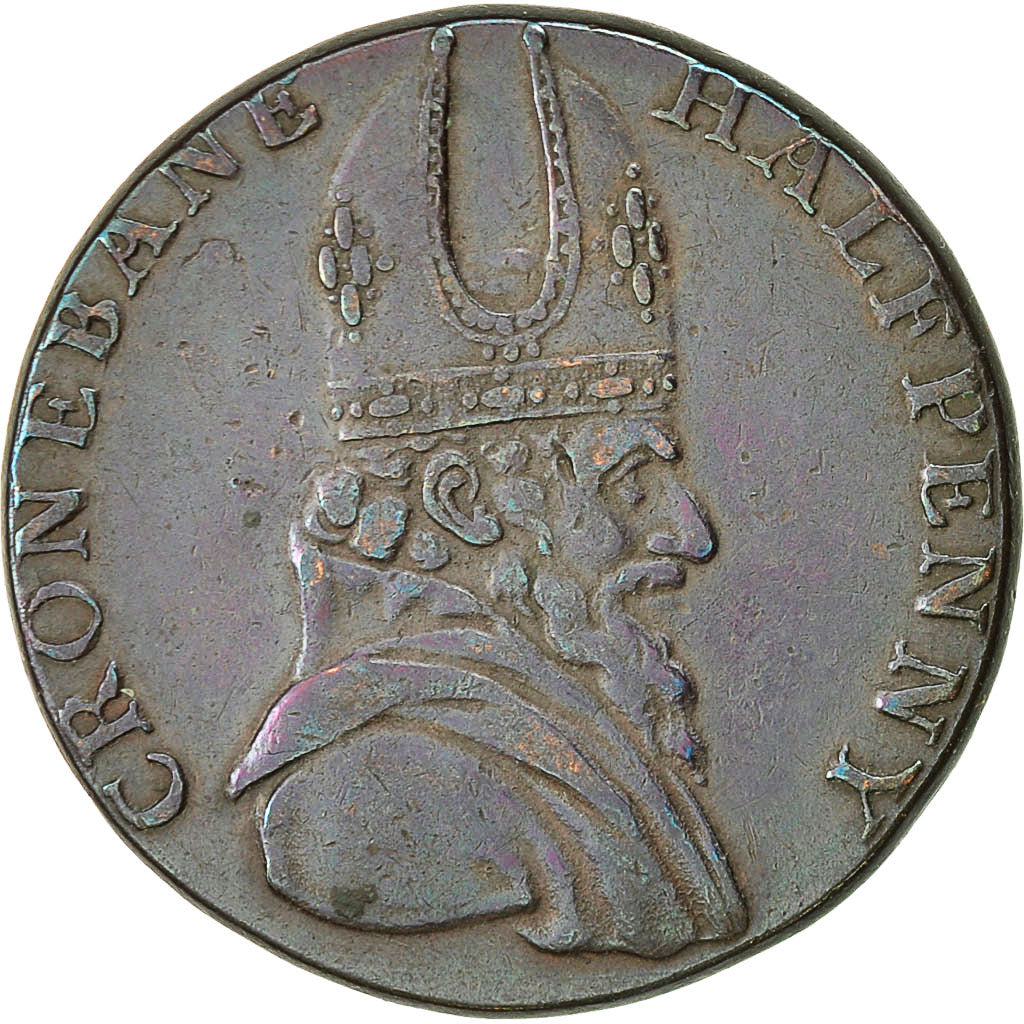 Coin, Ireland, Wicklow, Halfpenny Token, 1789, Cronebane, EF(40-45), Copper