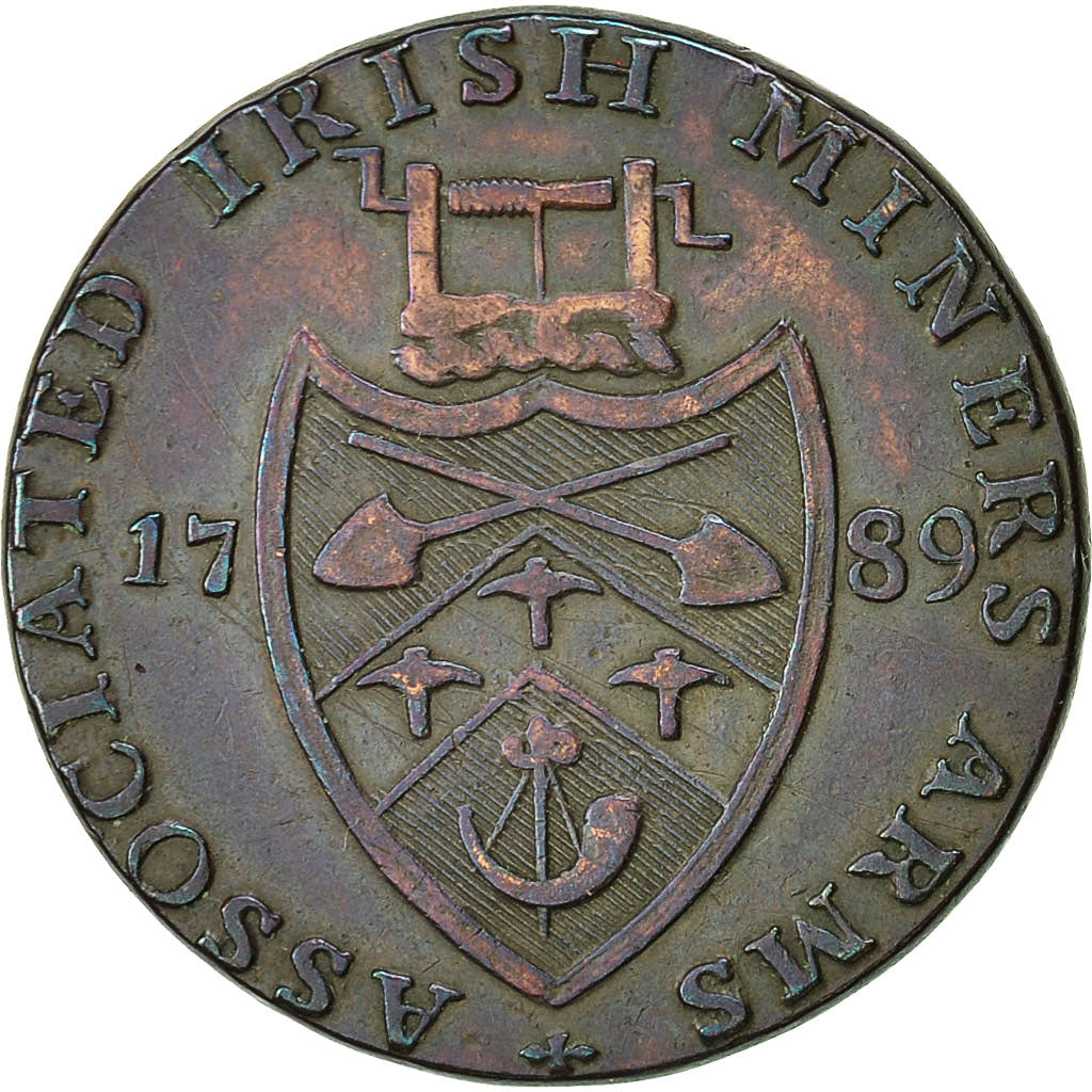 Coin, Ireland, Wicklow, Halfpenny Token, 1789, Cronebane, EF(40-45), Copper