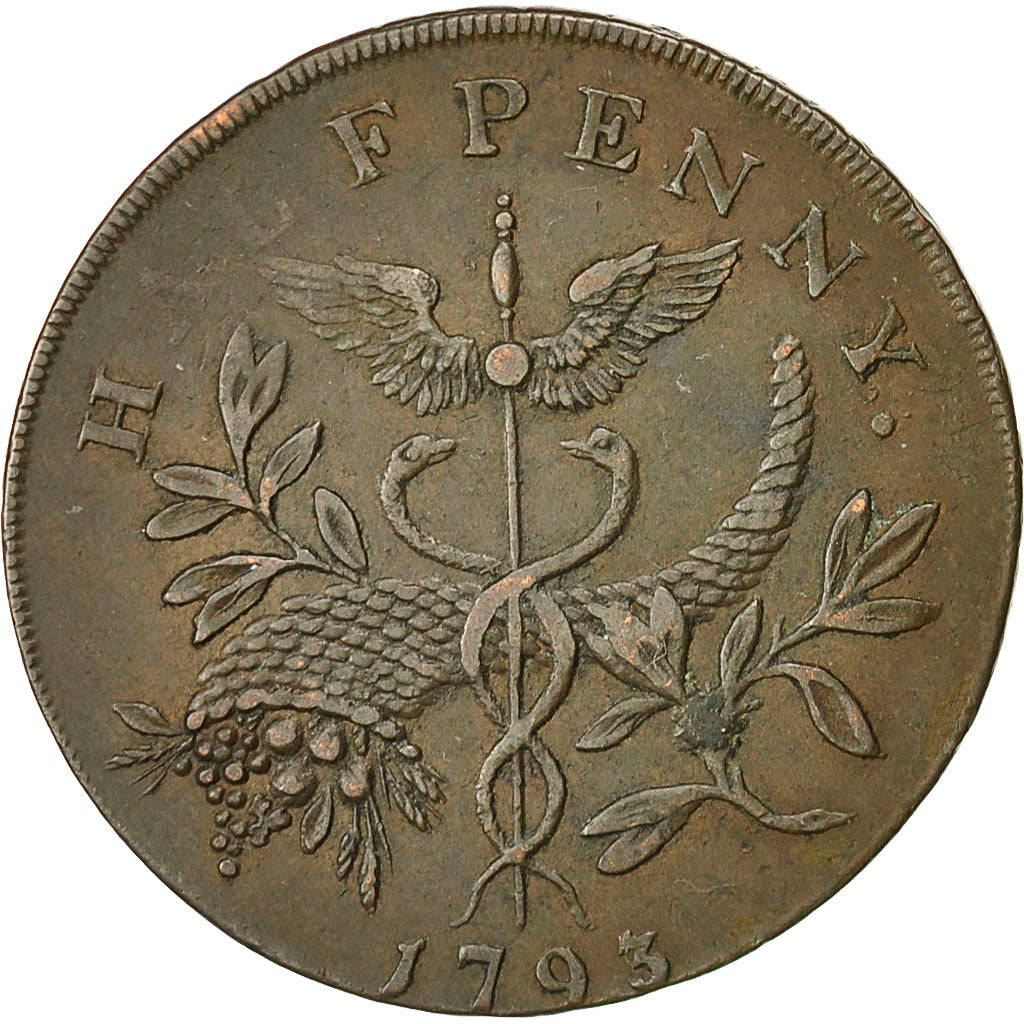 Coin, Great Britain, Isaac Newton, Halfpenny Token, 1793, Middlesex, EF(40-45)