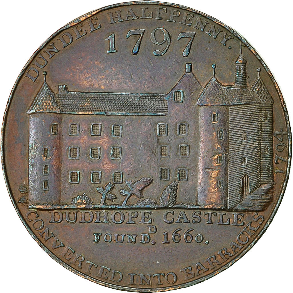 Coin, Scotland, Angusshire, Halfpenny Token, 1797, Dundee, AU(50-53), Copper