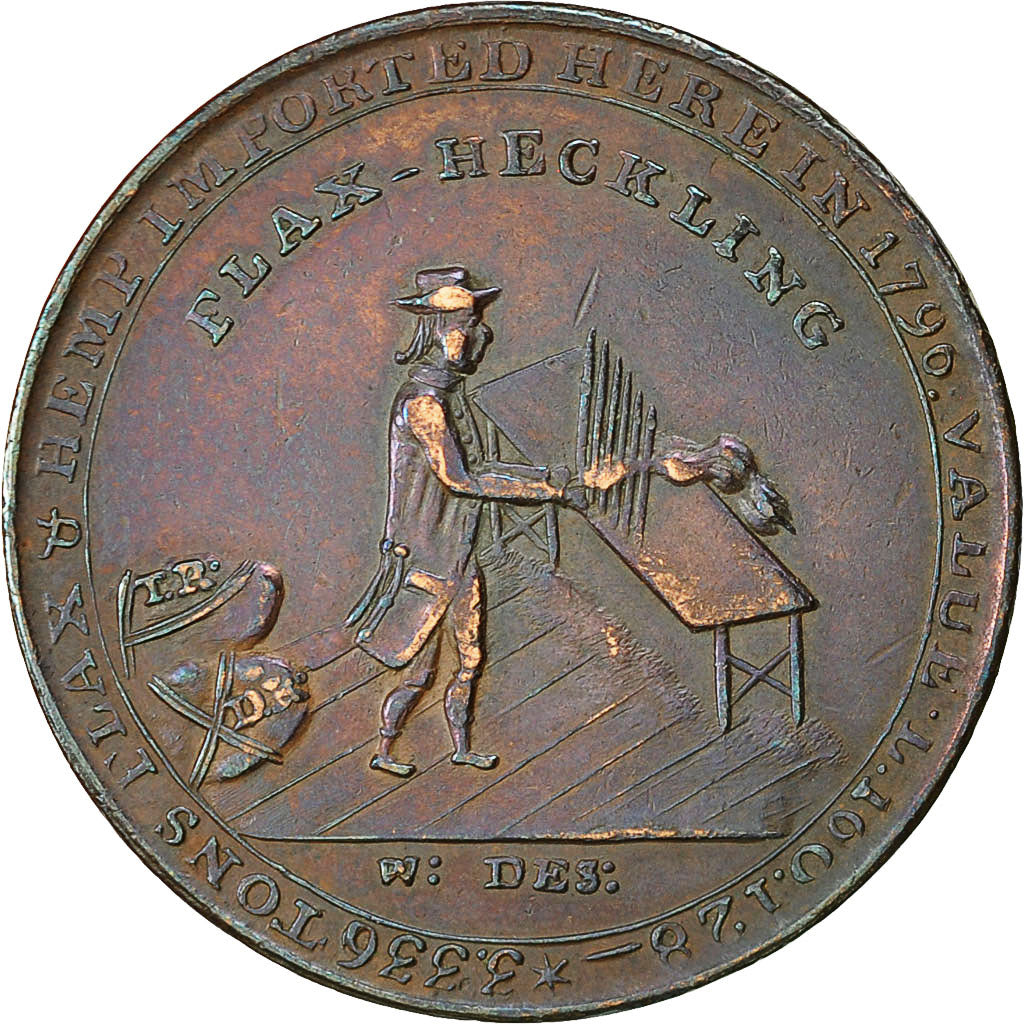 Coin, Scotland, Angusshire, Halfpenny Token, 1797, Dundee, AU(50-53), Copper