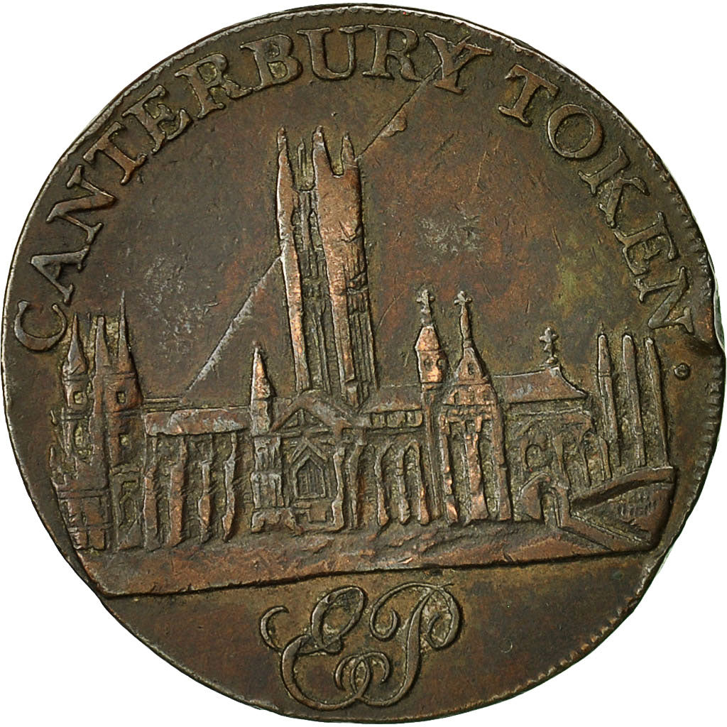 Monnaie, Grande-Bretagne, Kent, Halfpenny Token, 1795, Canterbury, TTB, Cuivre