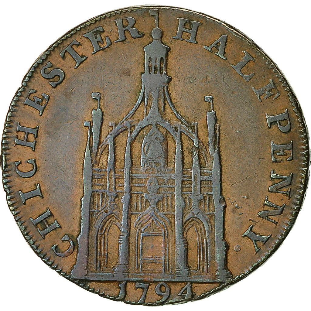 Coin, Great Britain, Sussex, Halfpenny Token, 1794, Chichester, EF(40-45)