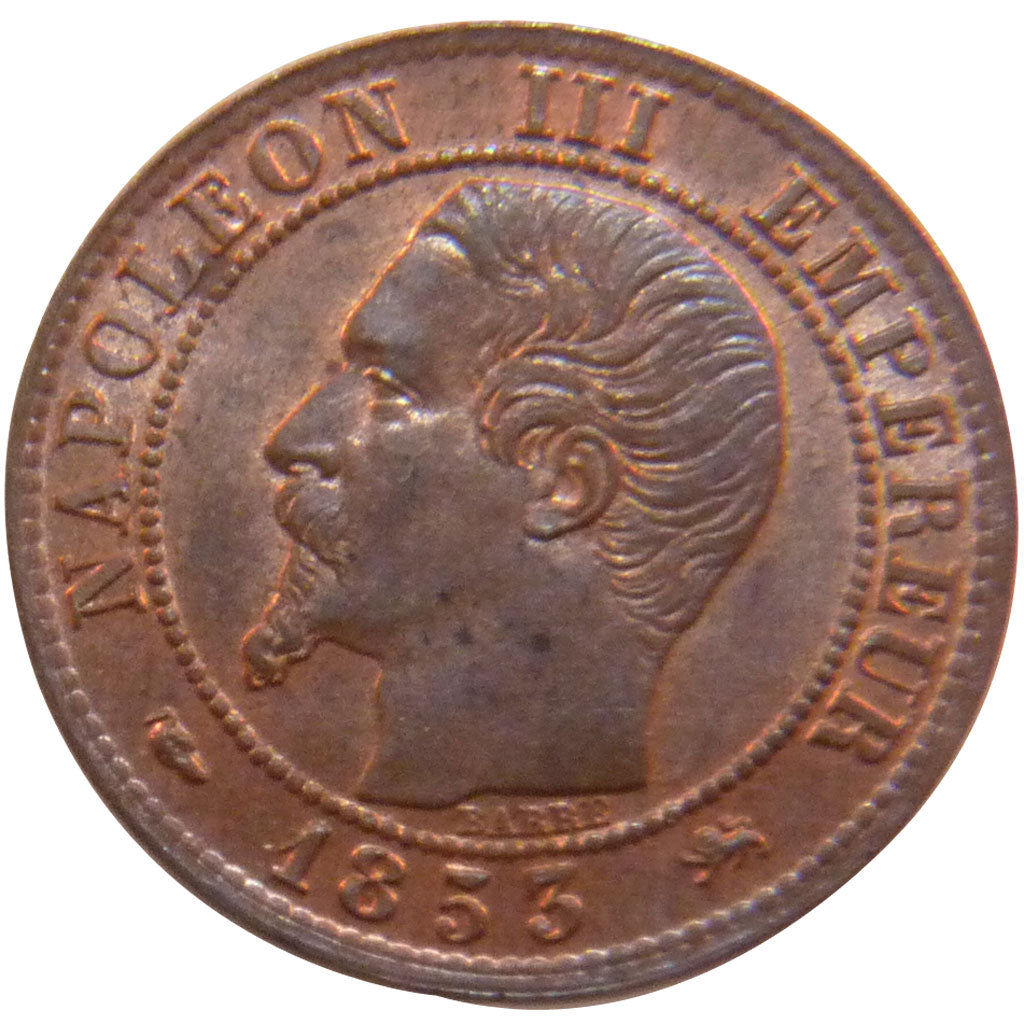 FRANCE, Napoléon III, Centime, 1853, Lyon, KM #775.4, AU(55-58), Bronze, Gadoury