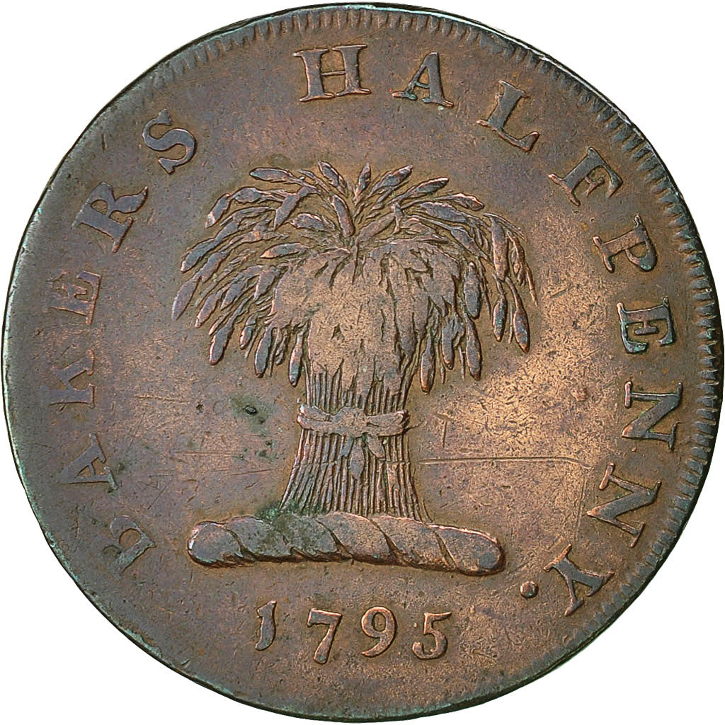 Moneta, Gran Bretagna, J. Dennis, Halfpenny Token, 1795, Middlesex, MB+, Rame
