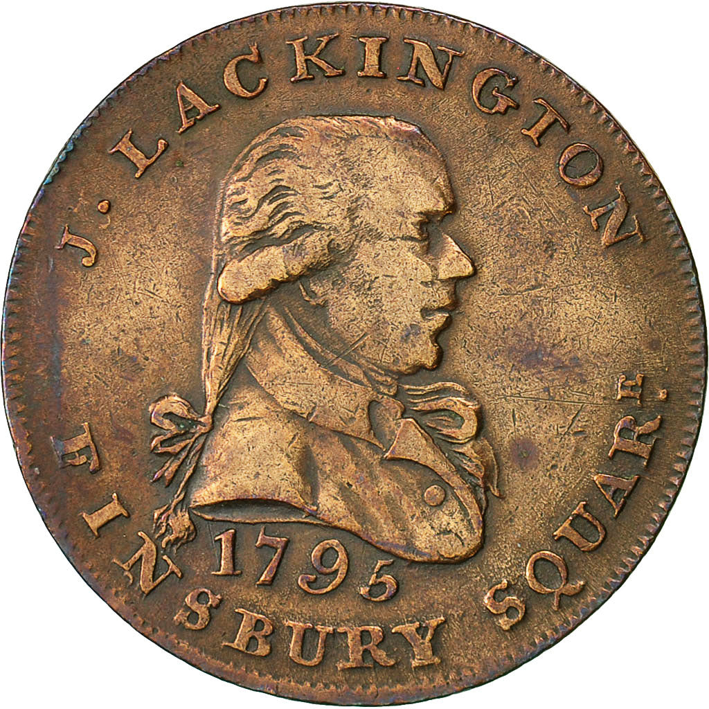 Coin, Great Britain, J Lackington, Halfpenny Token, 1795, Middlesex, VF(30-35)