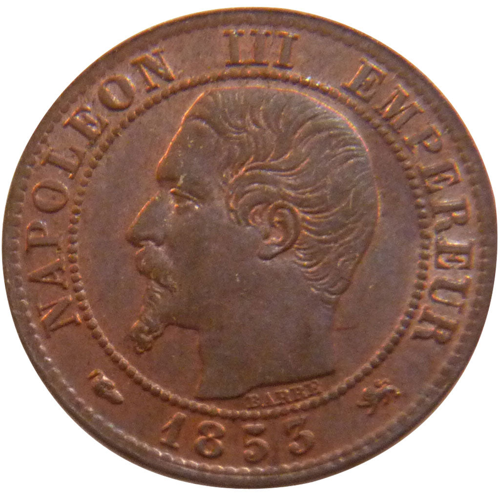 FRANCE, Napoléon III, Centime, 1853, Lyon, KM #775.4, AU(55-58), Bronze, Gadoury
