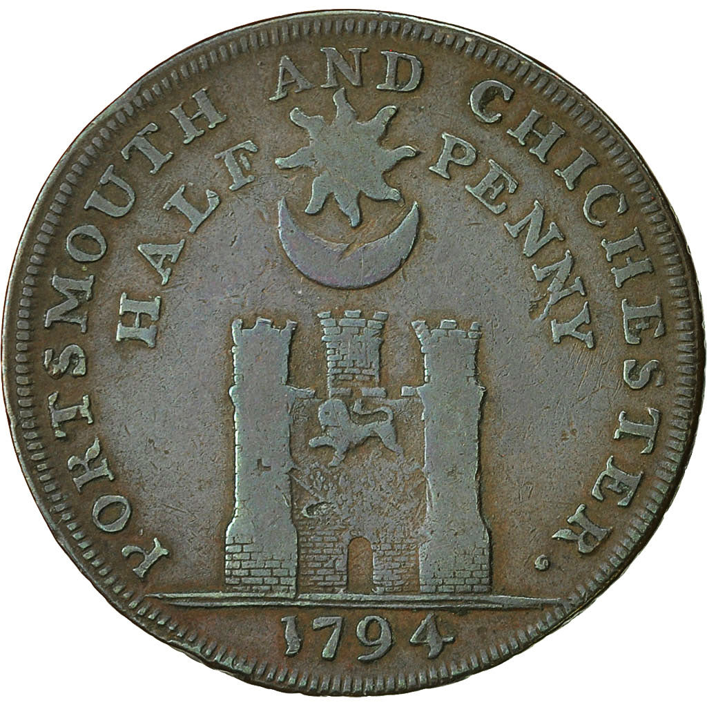 Coin, Great Britain, Hampshire, Halfpenny Token, 1794, Portsmouth, VF(20-25)