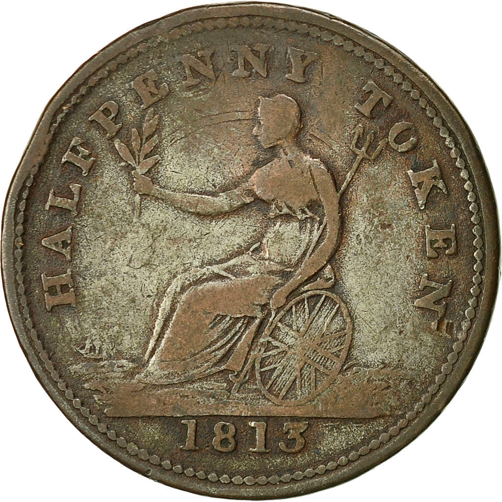 Moneta, Canada, LOWER CANADA, Halfpenny Token, 1813, MB+, Rame, Withers:1501