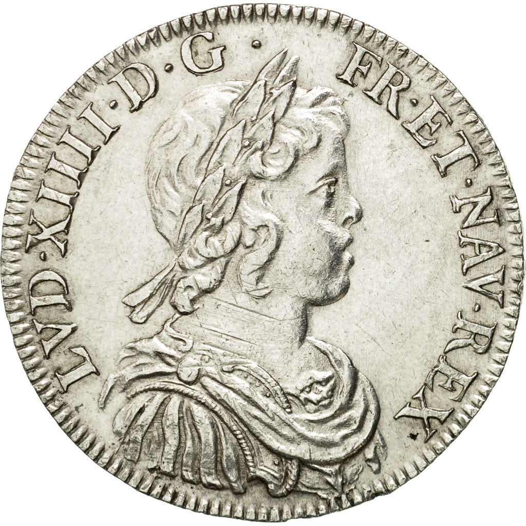 Coin, France, Louis XIV, 1/2 Écu à la mèche courte, 1644, Paris, AU(55-58)