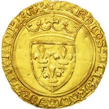 Coin, France, Charles VI, Écu d'or à la couronne, Tournai, AU(50-53), Gold