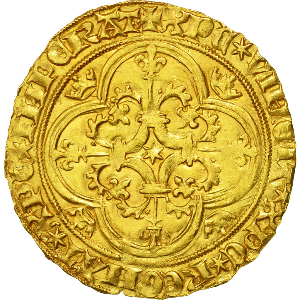 Coin, France, Charles VI, Écu d'or à la couronne, Tournai, AU(50-53), Gold