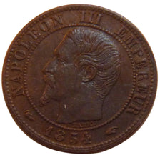FRANCE, Napoléon III, Centime, 1854, Paris, KM #775.1, AU(50-53), Bronze, Gadour