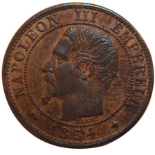 FRANCE, Napoléon III, 1 Centime, 1854, Strasbourg, AU(55-58), Bronze, Gadoury #.