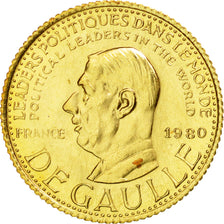 France, Medal, Charles De Gaulle, 1980, MS(63), Gold